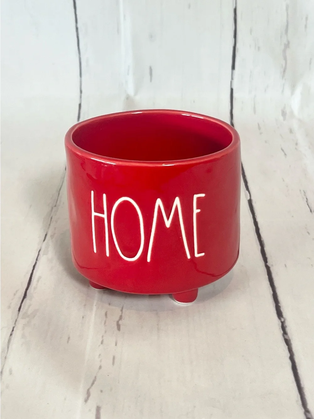 Rae Dunn Artisan Collection Small Red Home Footed Planter Magenta #189